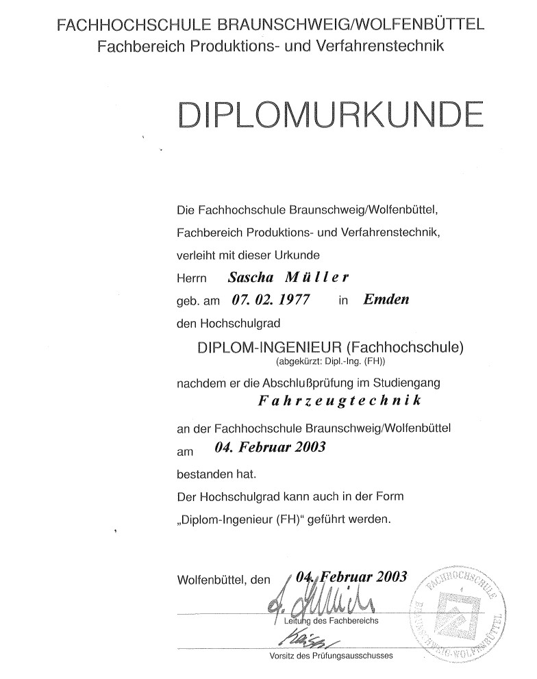 Ingenieur für Fahrzeugtechnik